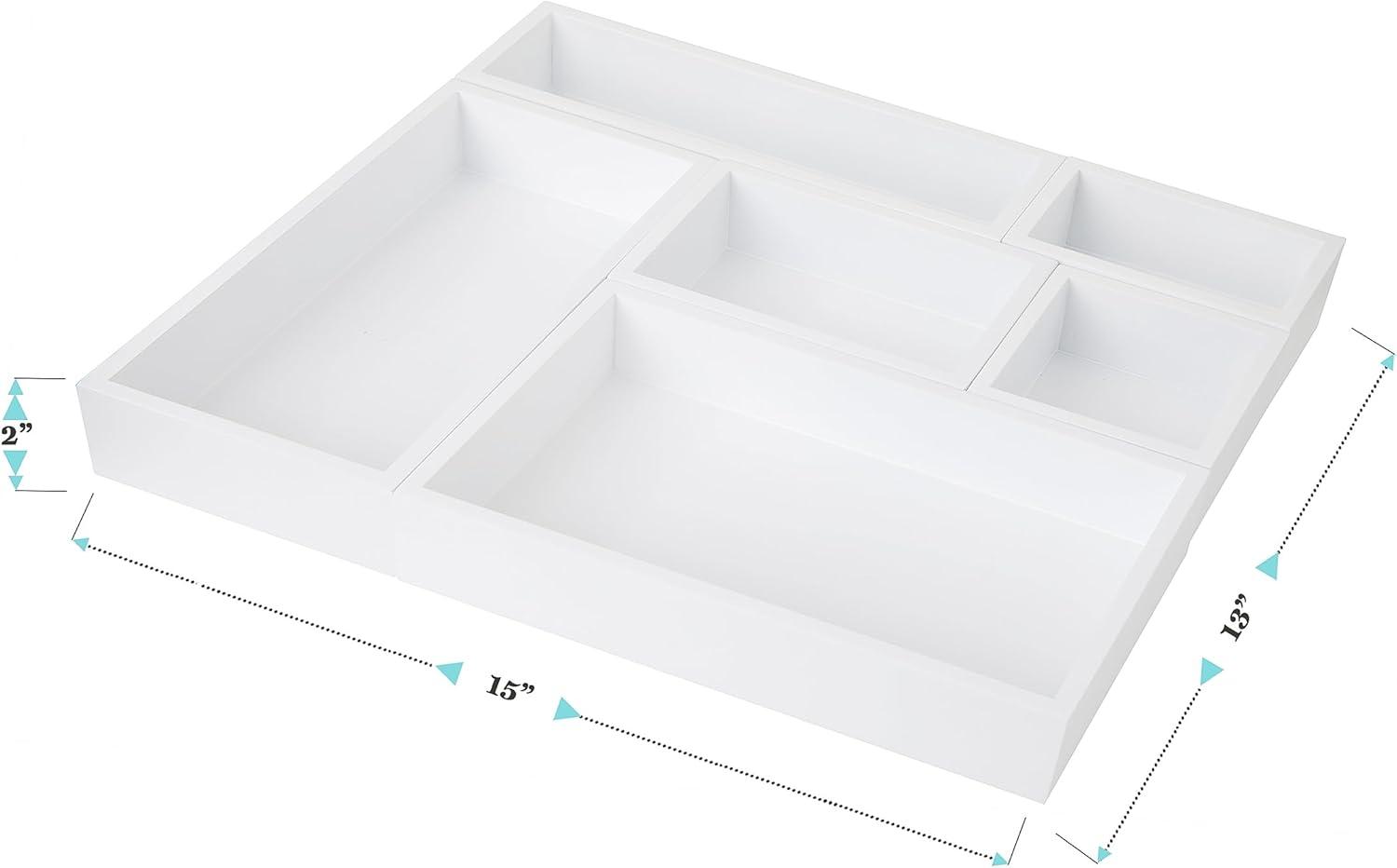 imageMartha Stewart Enzo Wooden Desk Drawer Organizer Set Paulownia Wood Organizers in Various Sizes 6 Piece Light NaturalWhite