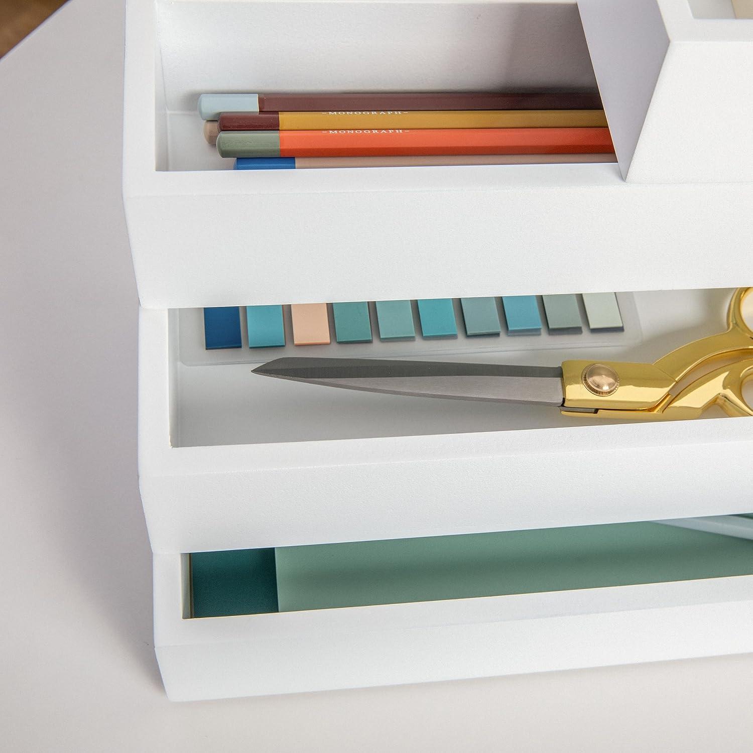 imageMartha Stewart Enzo Wooden Desk Drawer Organizer Set Paulownia Wood Organizers in Various Sizes 6 Piece Light NaturalWhite