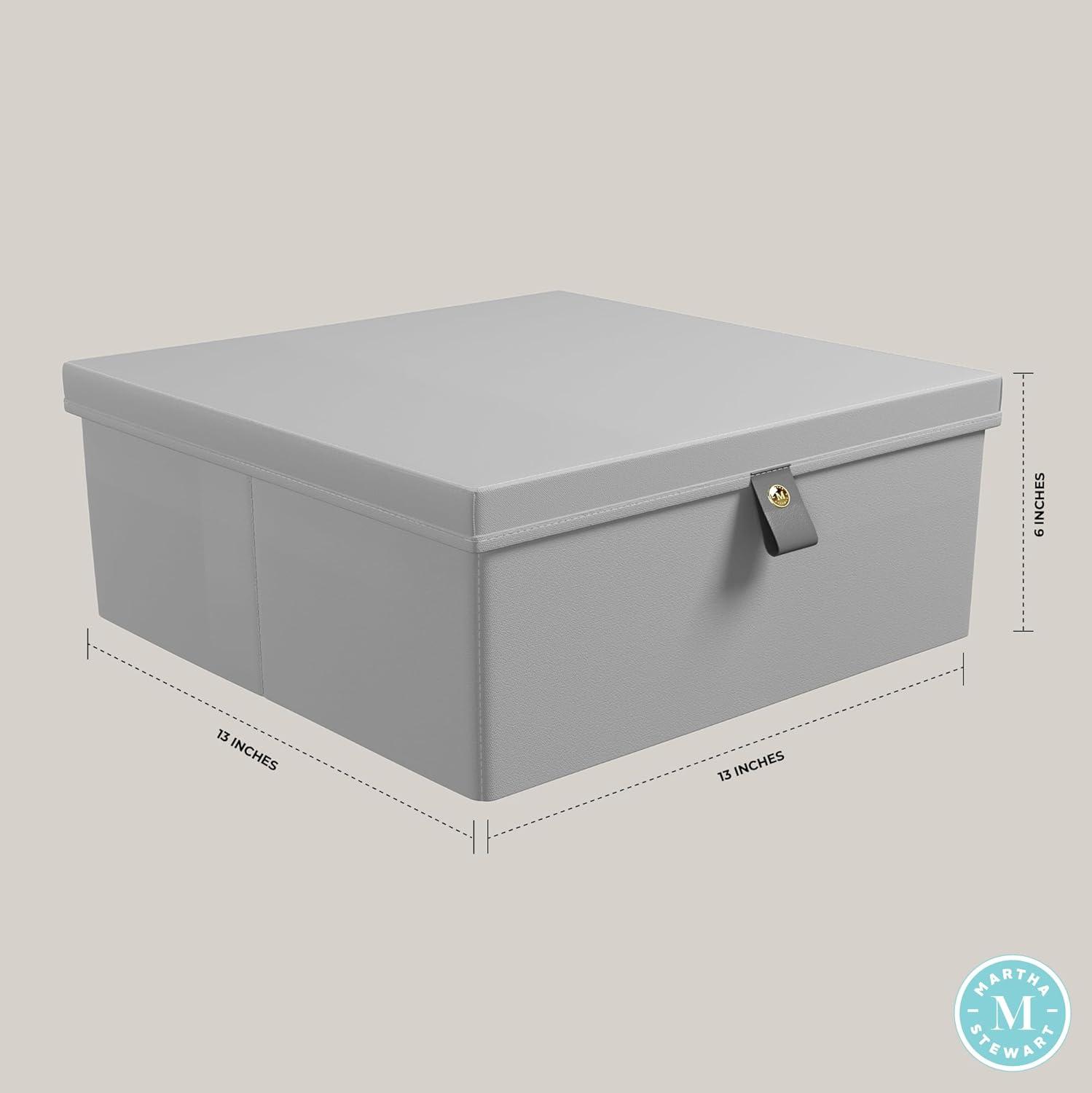 imageMartha Stewart Essential Collapsible Stackable Decorative Home Storage Organization With Lidded Tops Lidded Storage Organizer Bedford FloralGrey