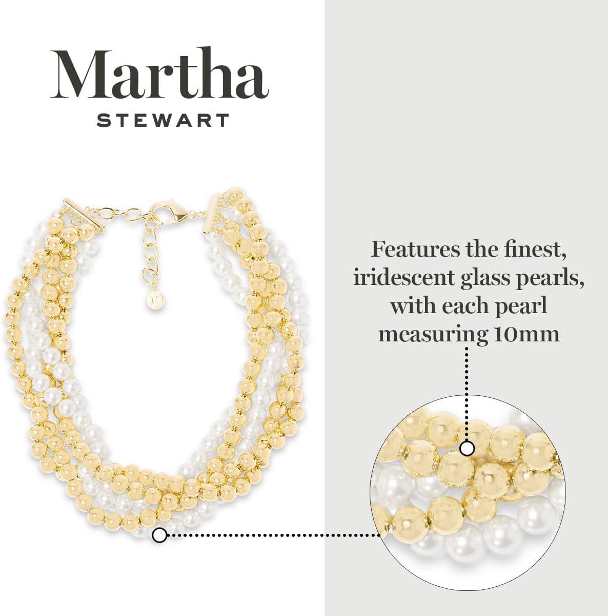 imageMartha Stewart Five Strand Pearl and Gold Ball Twisted Necklace In Gold For Women