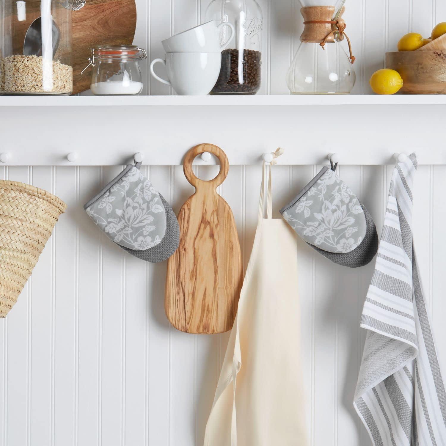 imageMartha Stewart Floral Vine Mini Oven Mitt 2Pack Set Grey 55quotX8quotFloral Vine