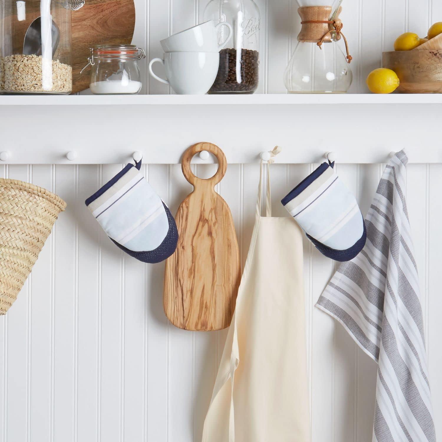 imageMartha Stewart Floral Vine Mini Oven Mitt 2Pack Set Grey 55quotX8quotThin Stripe