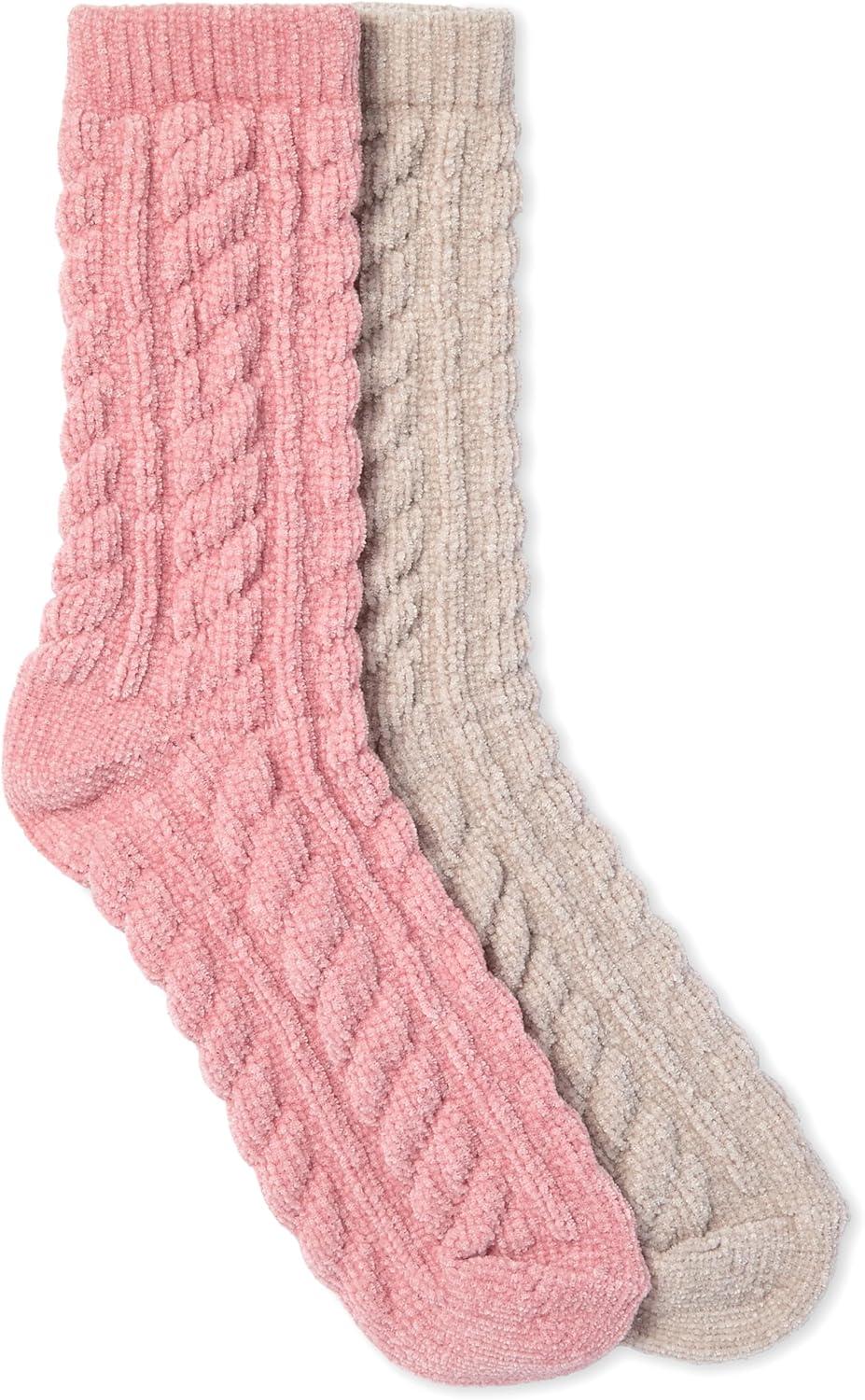 imageMartha Stewart Fuzzy Socks For Women Warm And Cozy For Winter Perfect For Home CableGreyPink
