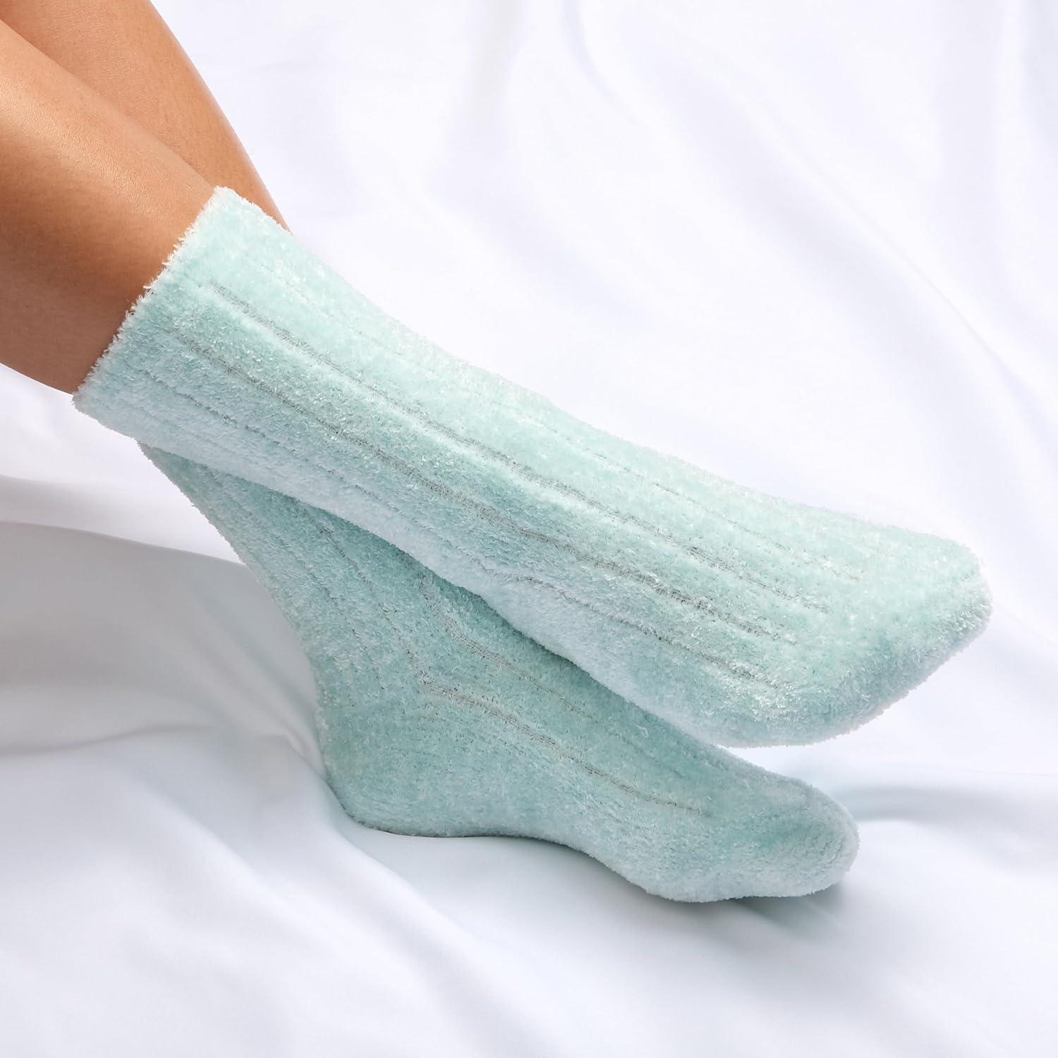 imageMartha Stewart Fuzzy Socks For Women Warm And Cozy For Winter Perfect For Home CableIvoryCooling Blue