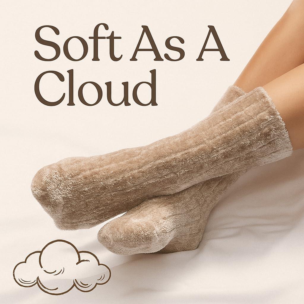 imageMartha Stewart Fuzzy Socks For Women Warm And Cozy For Winter Perfect For Home CableSilver GreyPowder Pink