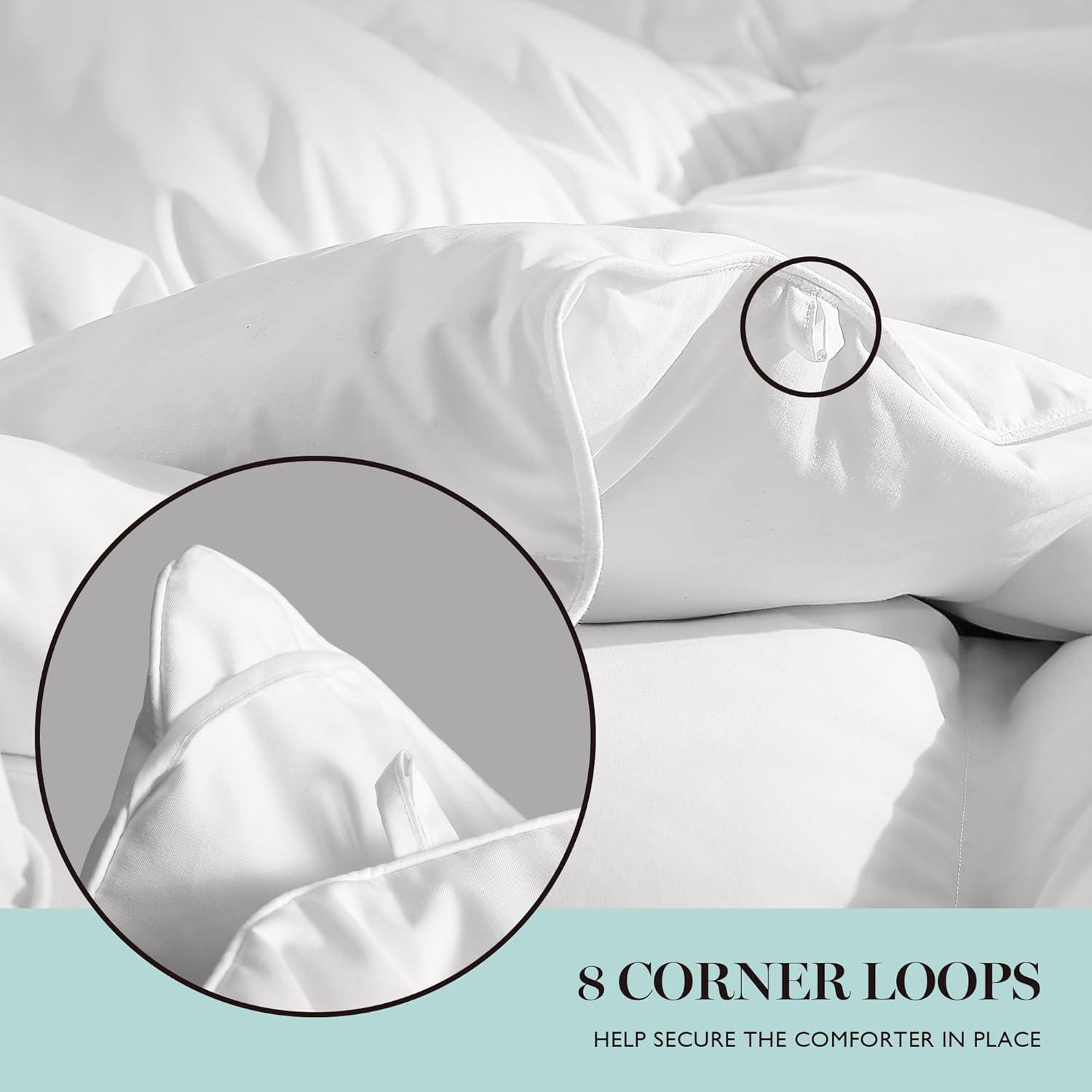 imageMartha Stewart Goose Feather Down Fiber Cotton Comforter Queen Size Feather Duvet Insert Queen Hotel Collection Hypoallergenic Comforter 58oz All Season Medium Warmth 90 x 90 Inch WhiteWhiteLight Warmth