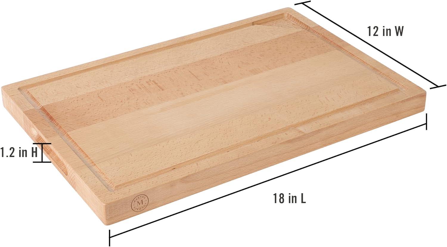 imageMartha Stewart Goswell 3pc Set w 8quot Triple Riveted Stainless Steel Carving Knife 6quot Triple Riveted Stainless Steel Carving Fork wBeech Wood Cutting and Serving BoardLinen