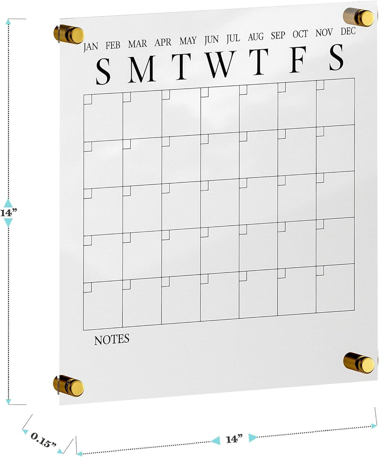 imageMartha Stewart Grayson Acrylic Wall Calendar and Notes Board with Dry Erase Marker Clear with Black Print Set of 2ClearBlack