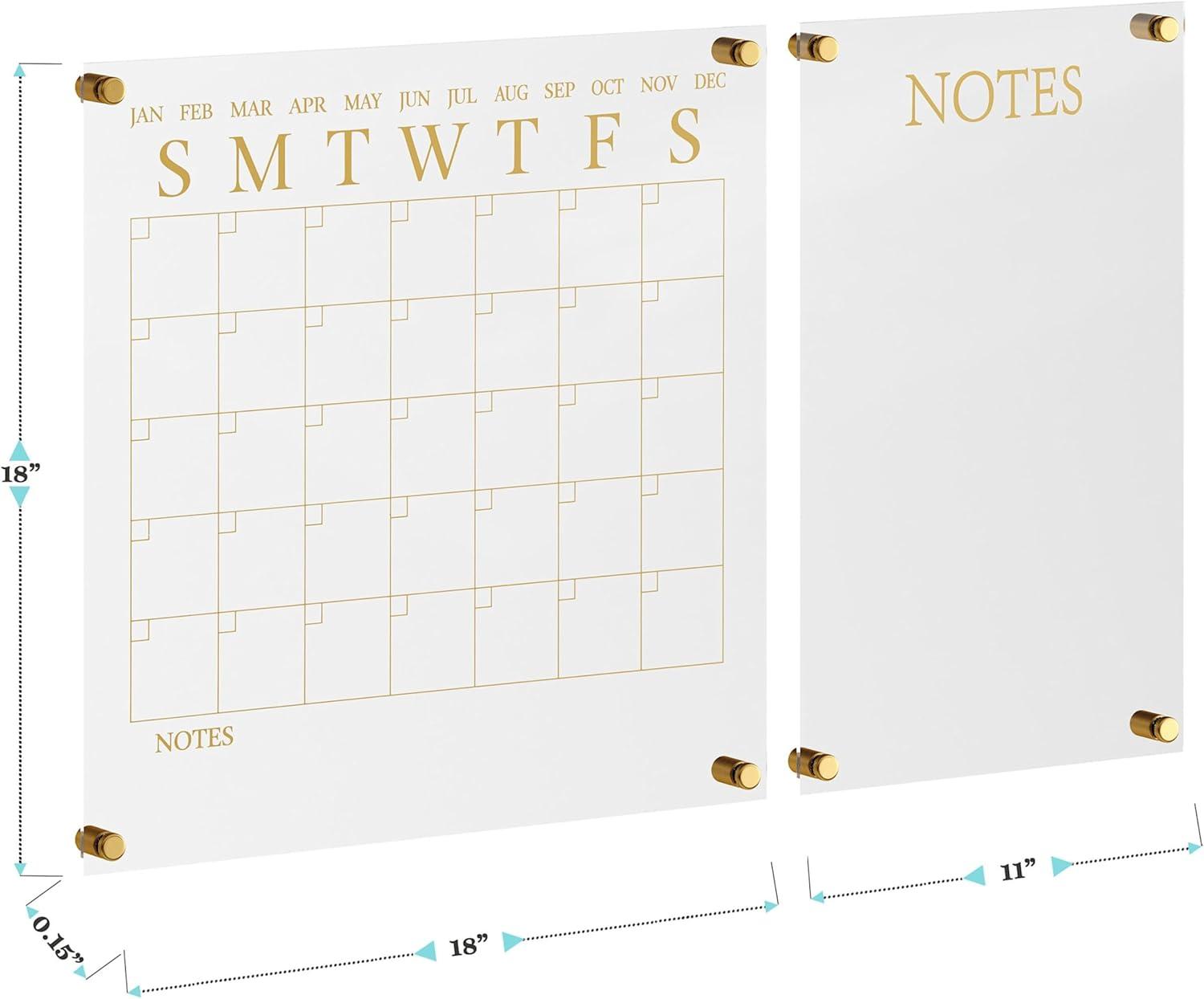 imageMartha Stewart Grayson Acrylic Wall Calendar and Notes Board with Dry Erase Marker Clear with Black Print Set of 2ClearBlack