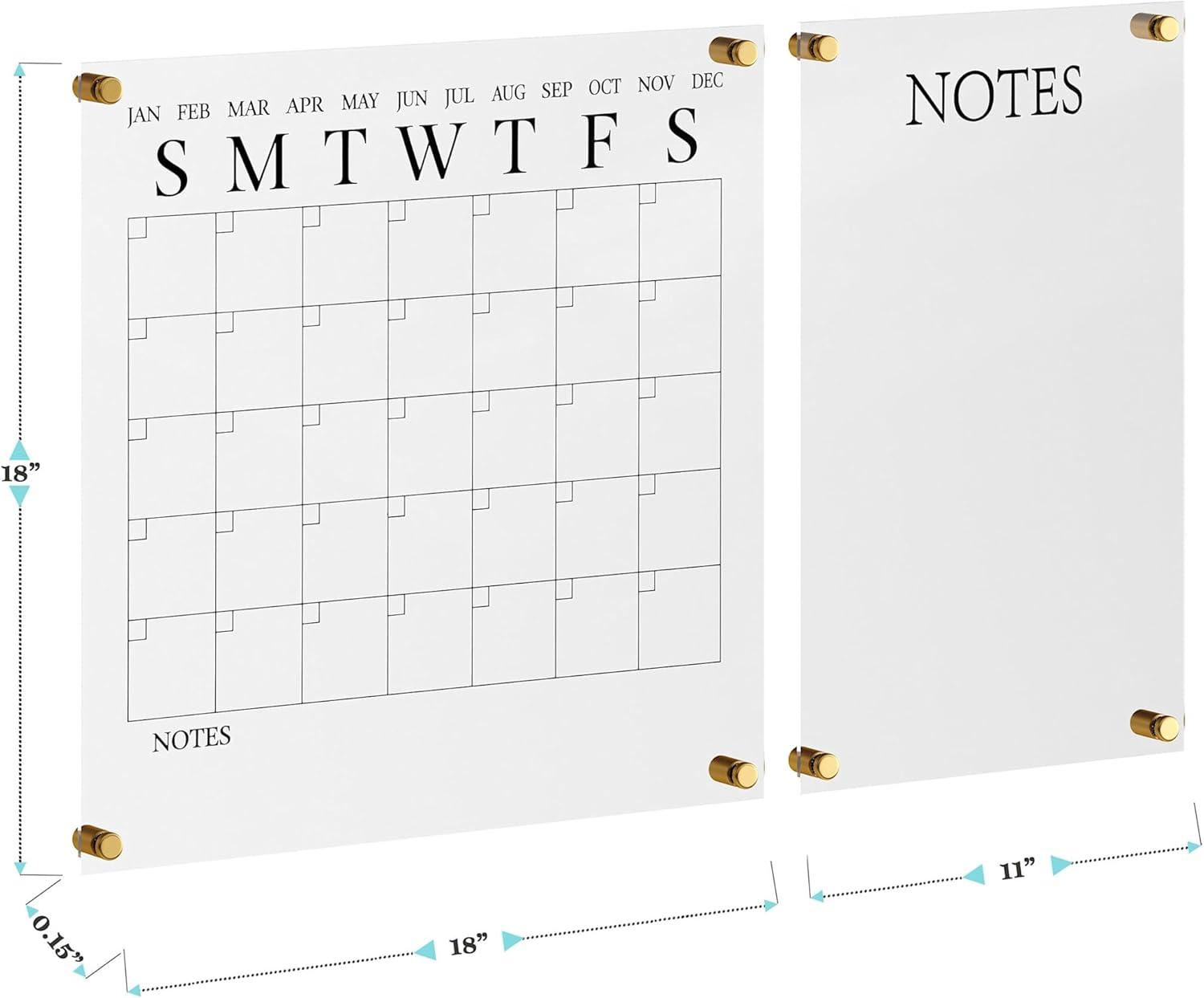 imageMartha Stewart Grayson Acrylic Wall Calendar and Notes Board with Dry Erase Marker Clear with Black Print Set of 2ClearBlack