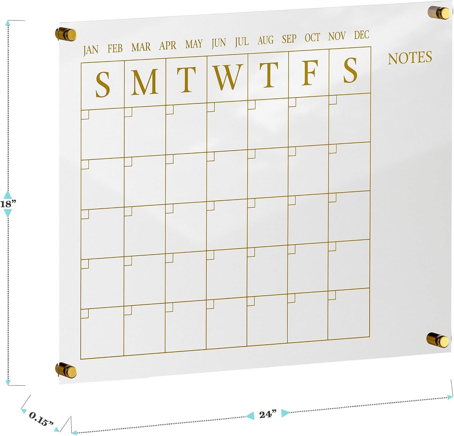 imageMartha Stewart Grayson Acrylic Wall Calendar and Notes Board with Dry Erase Marker Clear with Black Print Set of 2ClearBlack