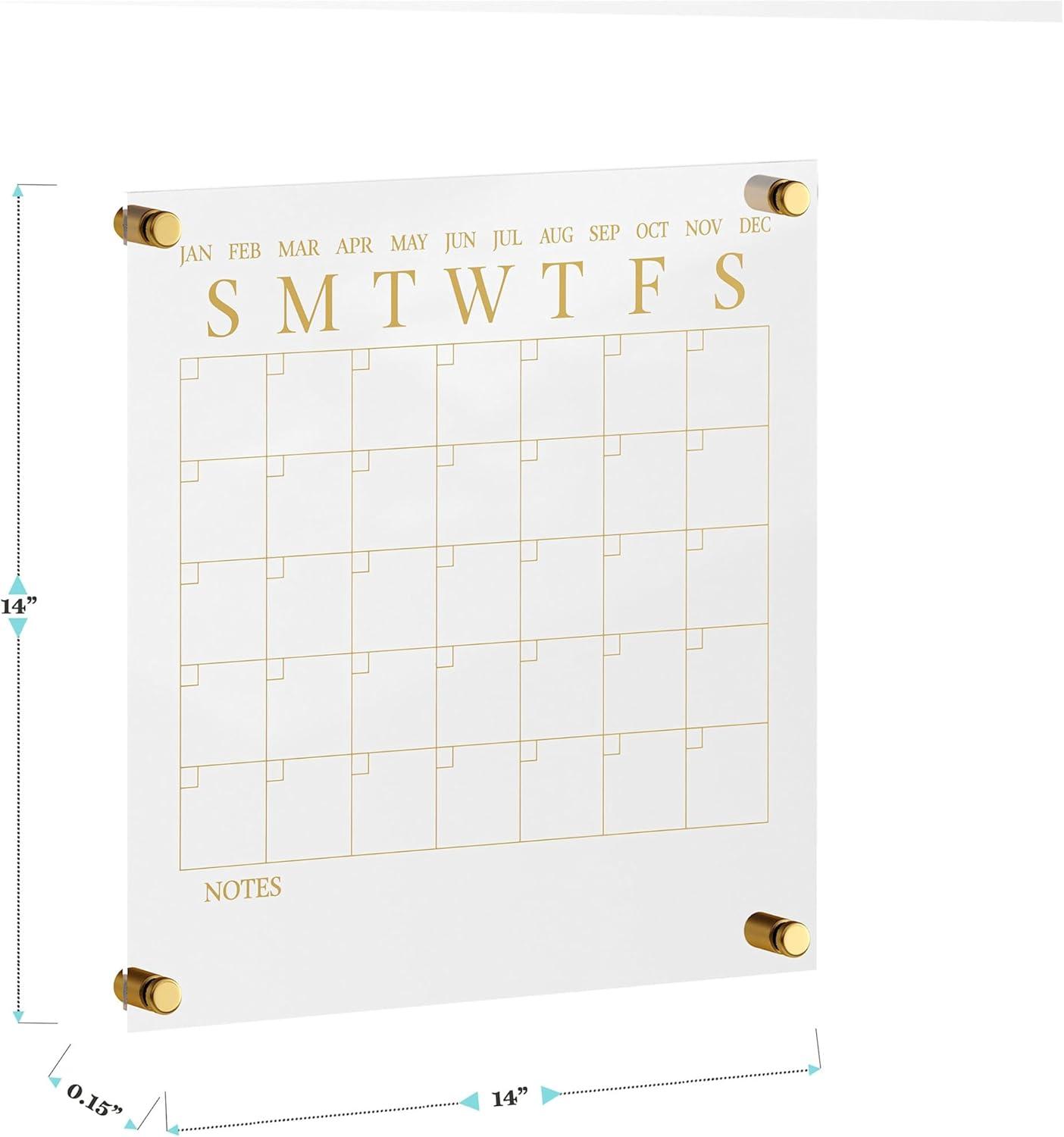 imageMartha Stewart Grayson Acrylic Wall Calendar and Notes Board with Dry Erase Marker Clear with Black Print Set of 2ClearGold