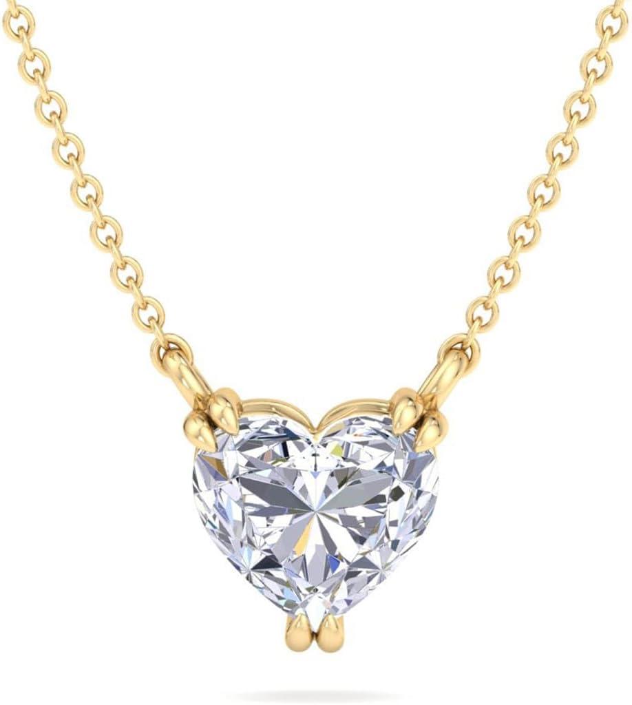 imageMartha Stewart Heart Shape Lab Grown Diamond Solitaire Necklace in 14 Karat Gold Lab Grown Diamond Necklaceyellowgold