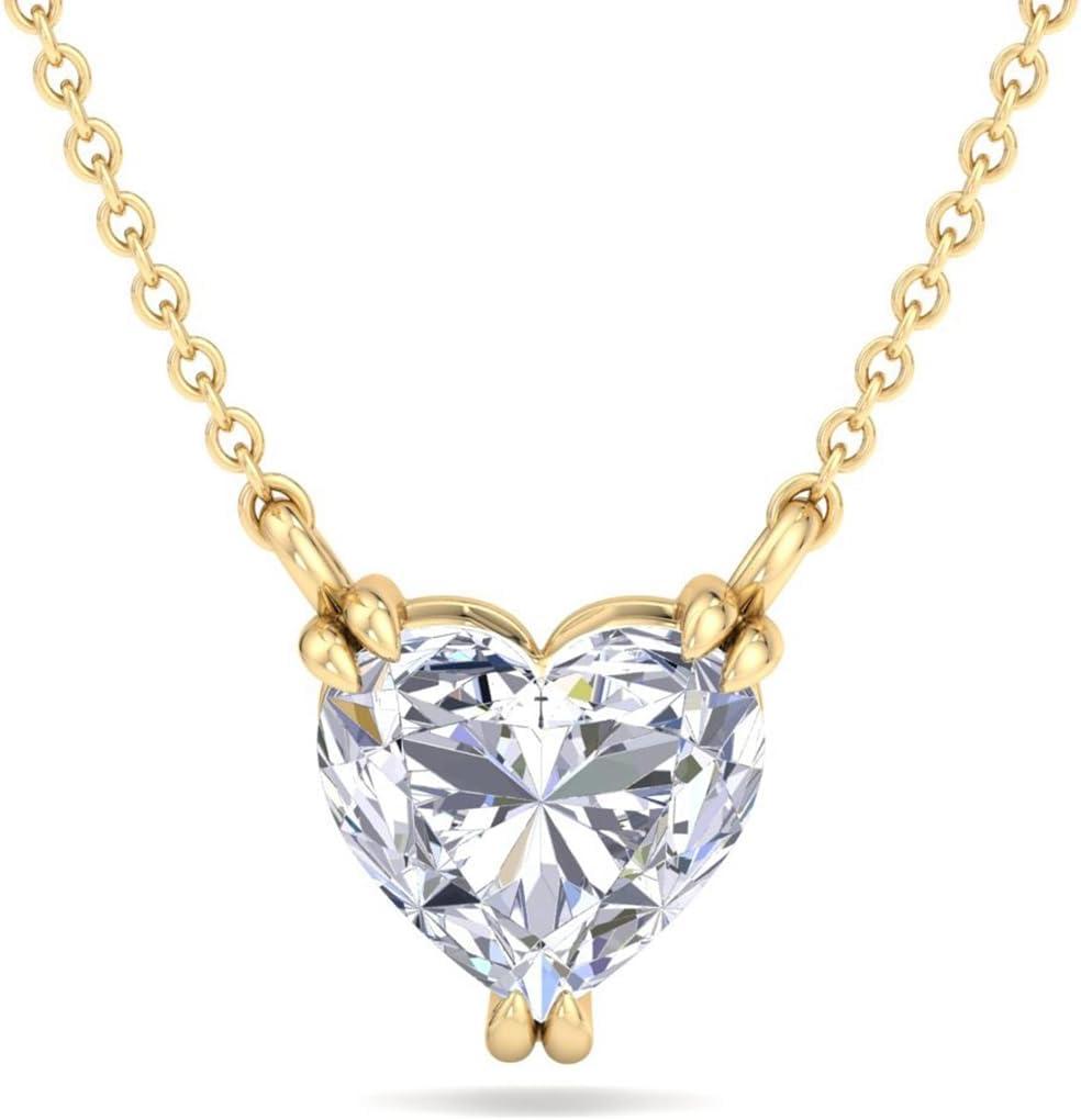imageMartha Stewart Heart Shape Lab Grown Diamond Solitaire Necklace in 14 Karat Gold Lab Grown Diamond Necklaceyellowgold