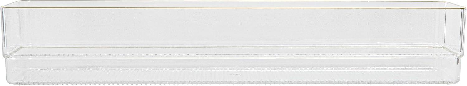 imageMartha Stewart Kerry Plastic Stackable Office Desk Drawer Organizers 6quot x 3quot 6 Pack with Gold Trim12 x 3