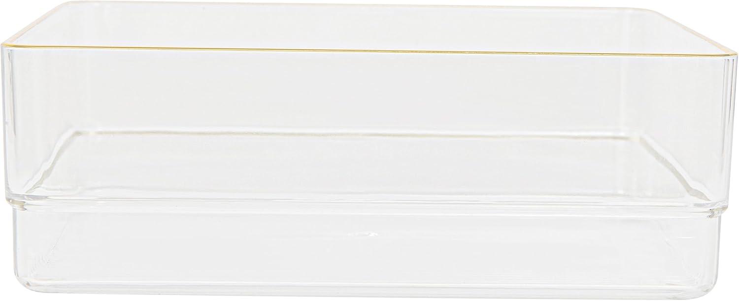imageMartha Stewart Kerry Plastic Stackable Office Desk Drawer Organizers 6quot x 3quot 6 Pack with Gold Trim6 x 6