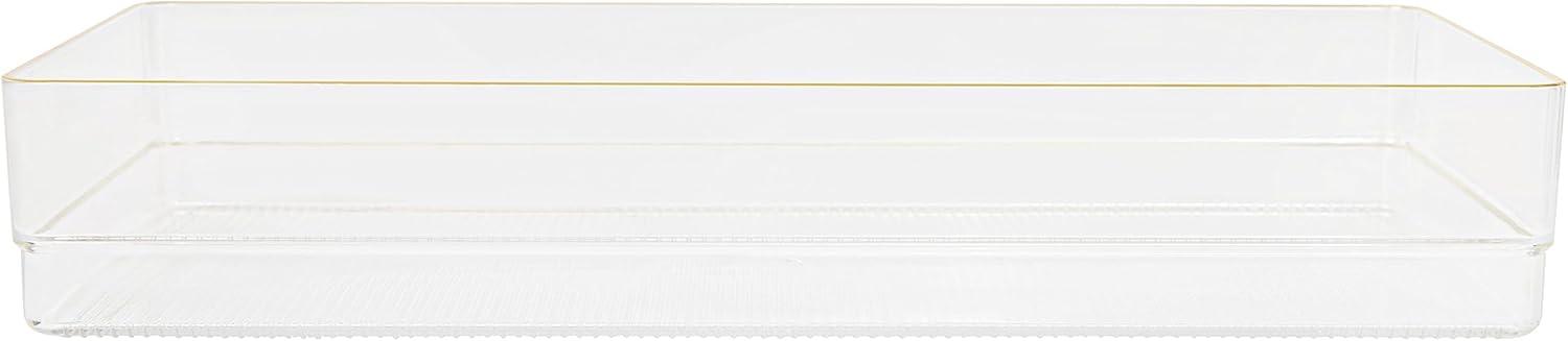 imageMartha Stewart Kerry Plastic Stackable Office Desk Drawer Organizers 6quot x 3quot 6 Pack with Gold Trim9 x 3