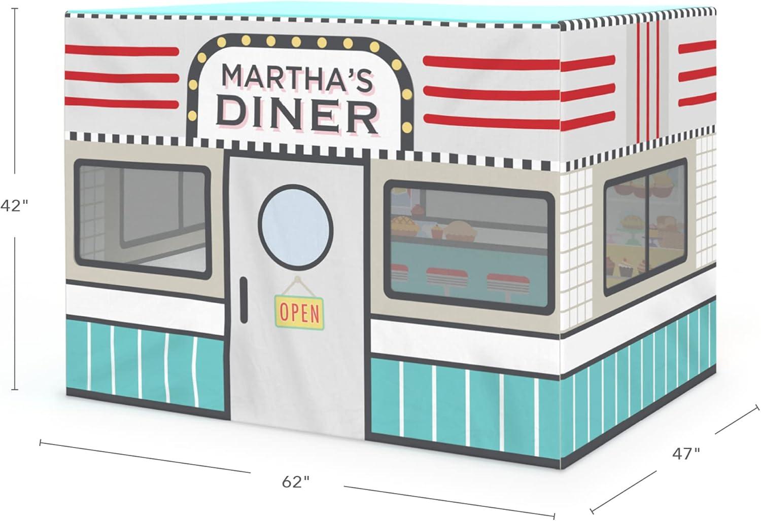 imageMartha Stewart Kids Diner Play Tent  Indoor ampamp Outdoor Large Kids Playhouse for Imaginative Games Pretend Play in Classroom or HomeDiner Play Tent