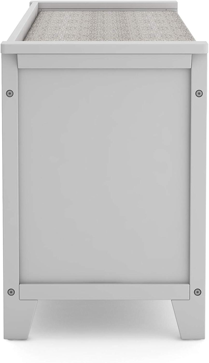 imageMartha Stewart Kids Storage Bench  Linen White Wooden Toy and Book Organizer with Shelves Builtin Cushion and Fabric Bins for Playroom and BedroomGrey