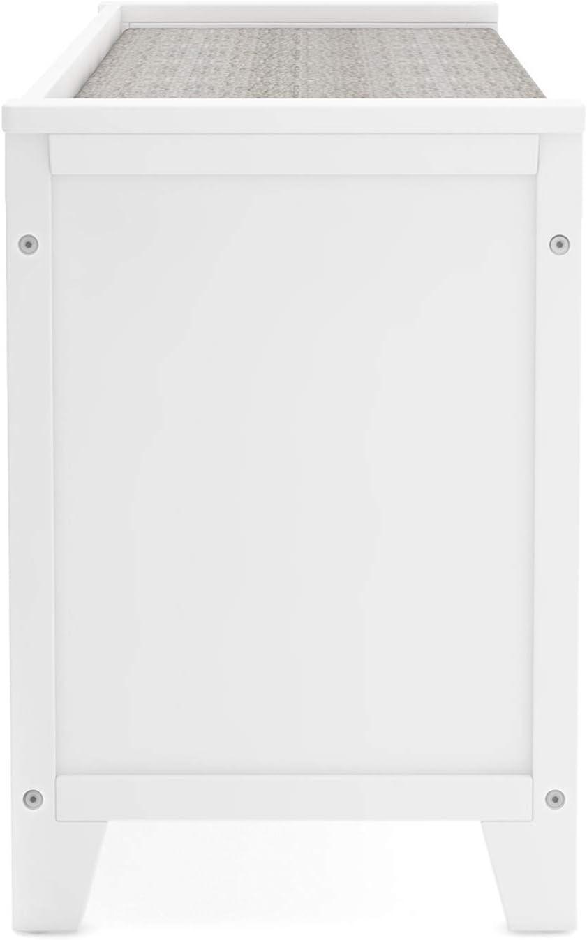 imageMartha Stewart Kids Storage Bench  Linen White Wooden Toy and Book Organizer with Shelves Builtin Cushion and Fabric Bins for Playroom and BedroomLinen White