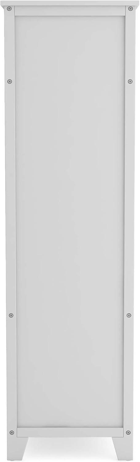 imageMartha Stewart Kids Tall Bookcase Linen White 48 Inch Wooden Storage Organizer Cubby with Fabric Bins for Playroom and BedroomGrey