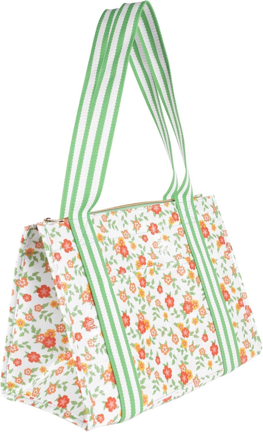 imageMartha Stewart Large Lunch Bag Insulated Lunch Box for Women Small WaterResistant with Comfortable Carry Straps Small Cooler Measures 14quot x 8quot x 10quot Floral Cloud Dancer
