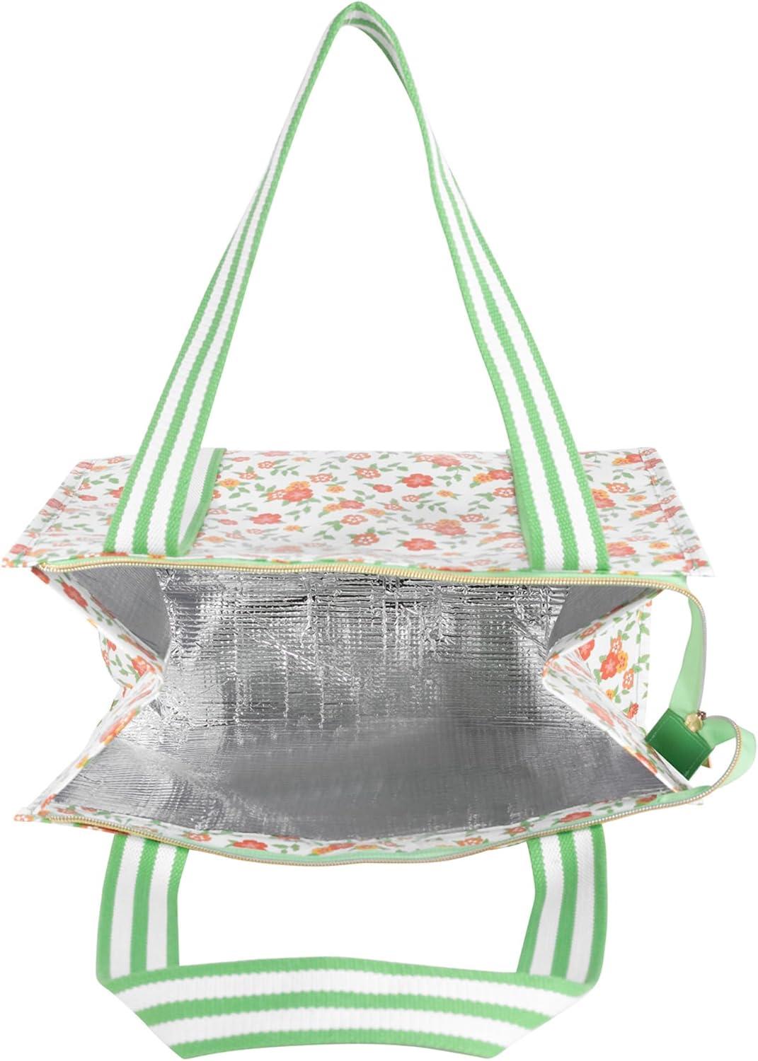 imageMartha Stewart Large Lunch Bag Insulated Lunch Box for Women Small WaterResistant with Comfortable Carry Straps Small Cooler Measures 14quot x 8quot x 10quot Floral Cloud Dancer