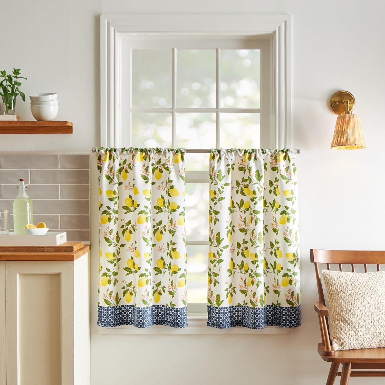 imageMartha Stewart Lemons 3Piece Window Curtain Valance and Tiers Set YellowYellow
