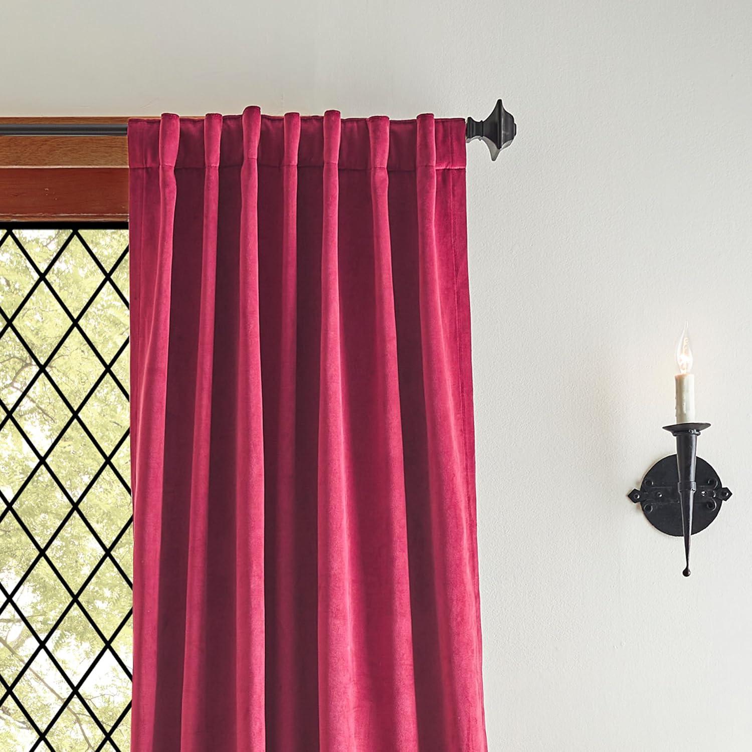 imageMartha Stewart Lucca Velvet Blackout Back Tab Window Curtain Panel Pair 84quot Pomegranate RedPomegranate