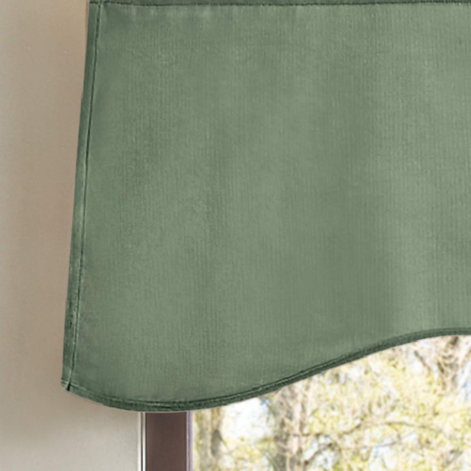 imageMartha Stewart Lucca Velvet Lined Scallop Window Curtain 50quot W x 18quot L Valance PomegranateGreen