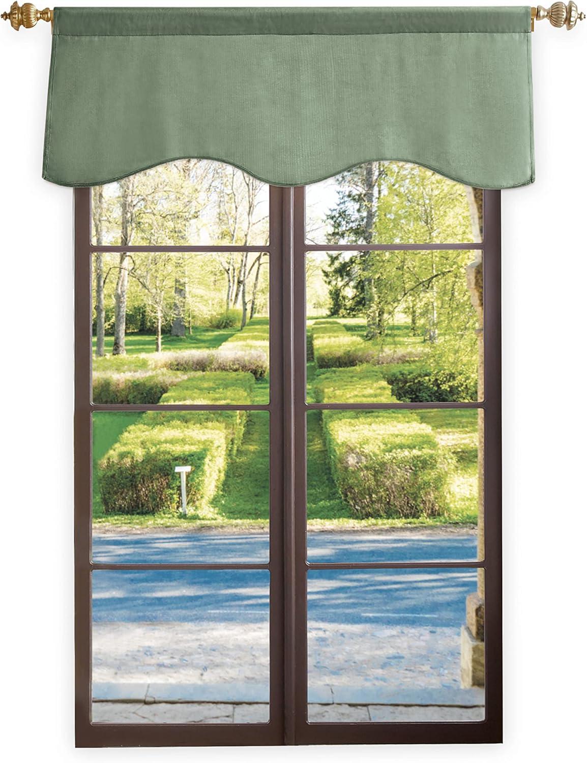 imageMartha Stewart Lucca Velvet Lined Scallop Window Curtain 50quot W x 18quot L Valance PomegranateGreen
