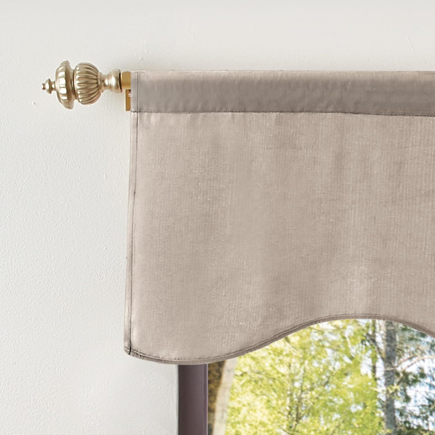 imageMartha Stewart Lucca Velvet Lined Scallop Window Curtain 50quot W x 18quot L Valance PomegranateLinen