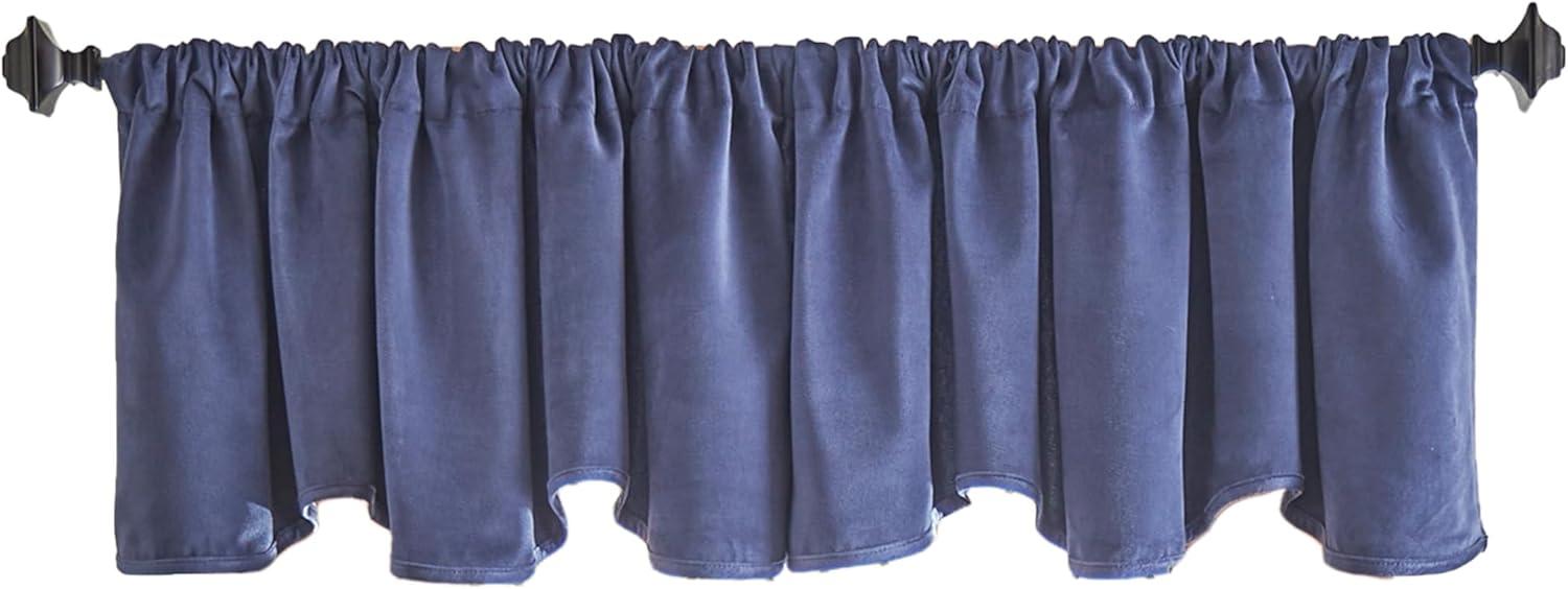 imageMartha Stewart Lucca Velvet Lined Scallop Window Curtain 50quot W x 18quot L Valance PomegranateNavy