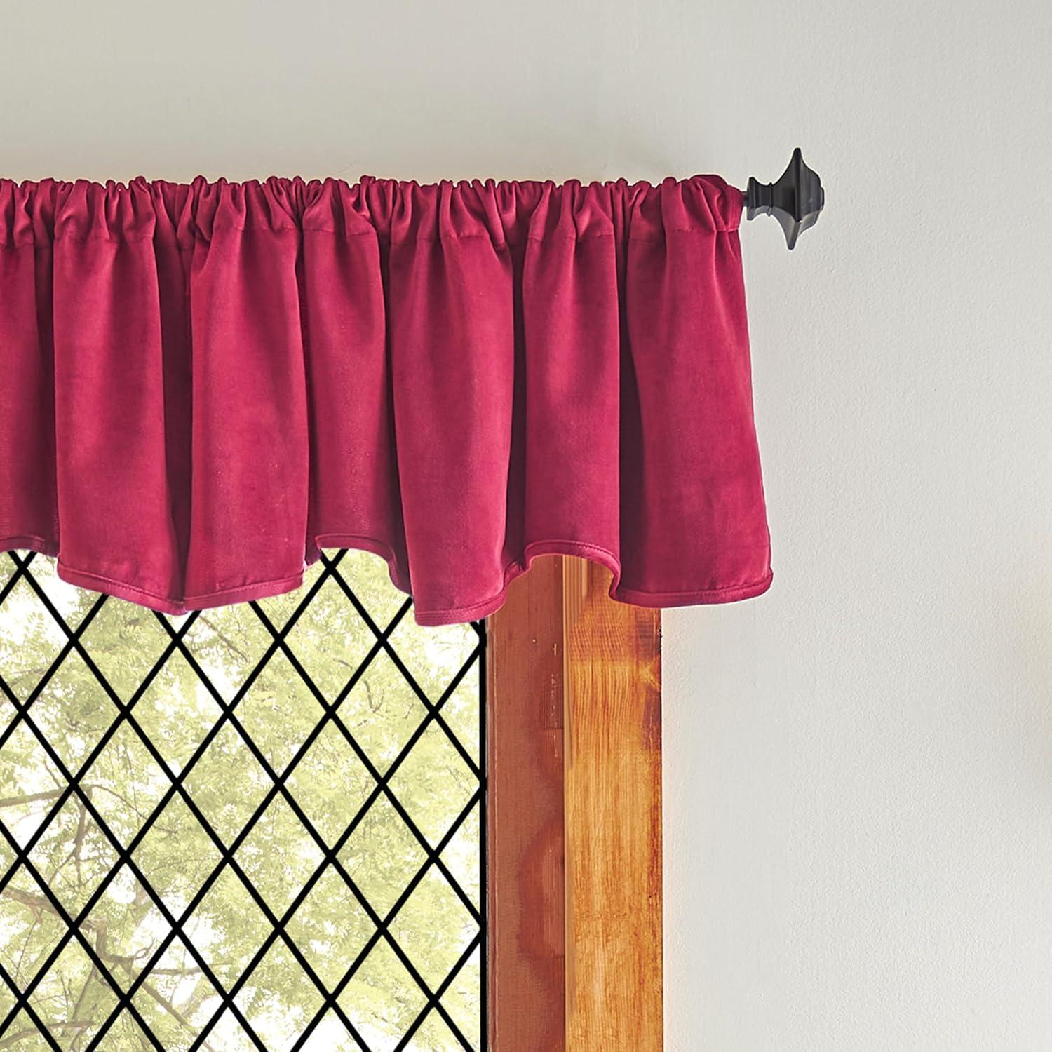 imageMartha Stewart Lucca Velvet Lined Scallop Window Curtain 50quot W x 18quot L Valance PomegranatePomegranate