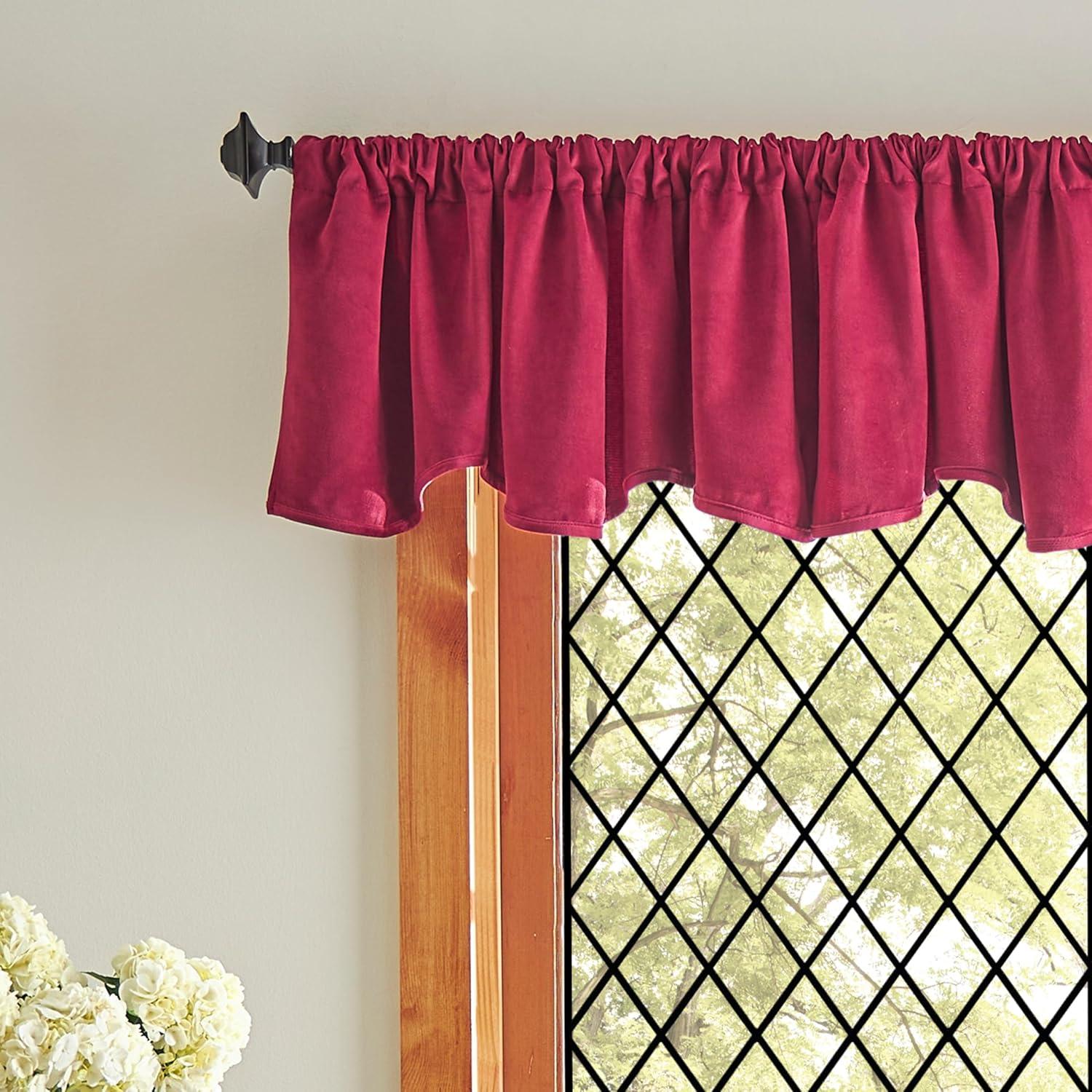 imageMartha Stewart Lucca Velvet Lined Scallop Window Curtain 50quot W x 18quot L Valance PomegranatePomegranate
