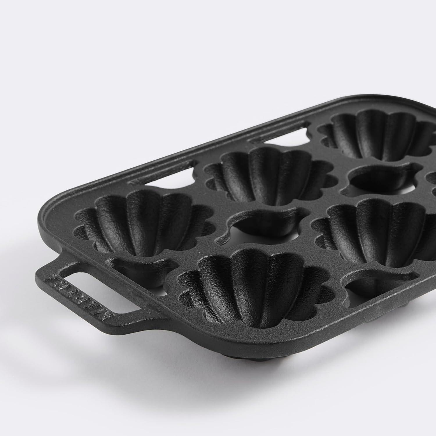 imageMartha Stewart Martha 6Cup Heart Shaped PreSeasoned Cast Iron Mold PanBlack