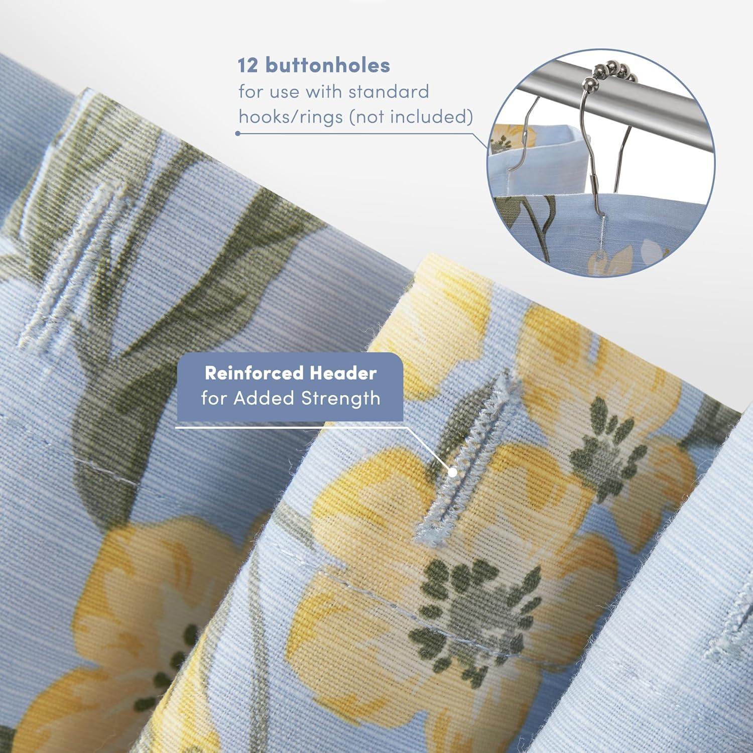 imageMartha Stewart Marthas Garden Shower Curtain Botanical Floral Print Cotton Shower Curtain for Bathroom Spa Quality Modern Shower Curtains Standard Size 72x72 BlueMeadow Blue