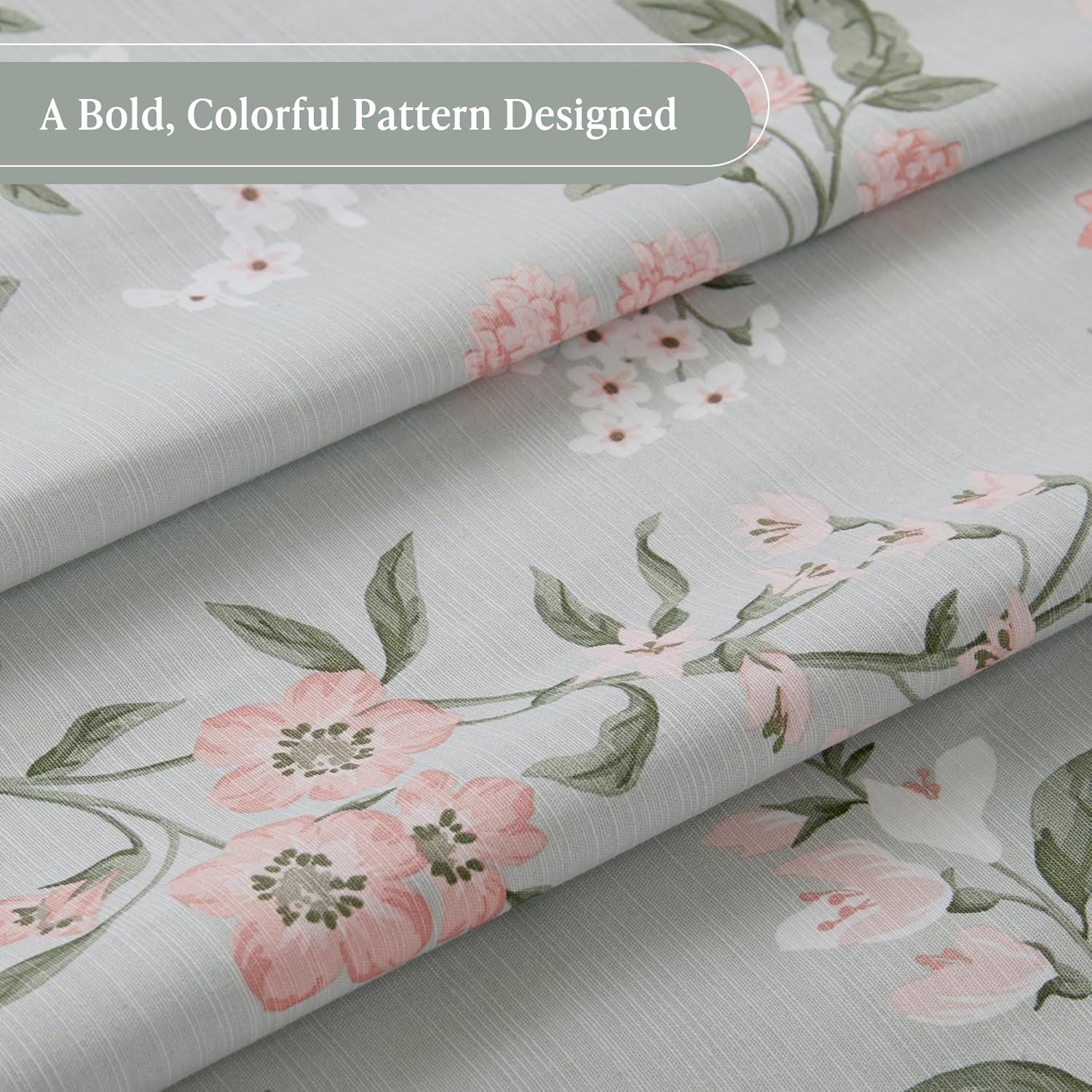 imageMartha Stewart Marthas Garden Shower Curtain Botanical Floral Print Cotton Shower Curtain for Bathroom Spa Quality Modern Shower Curtains Standard Size 72x72 BlueMeadow Green