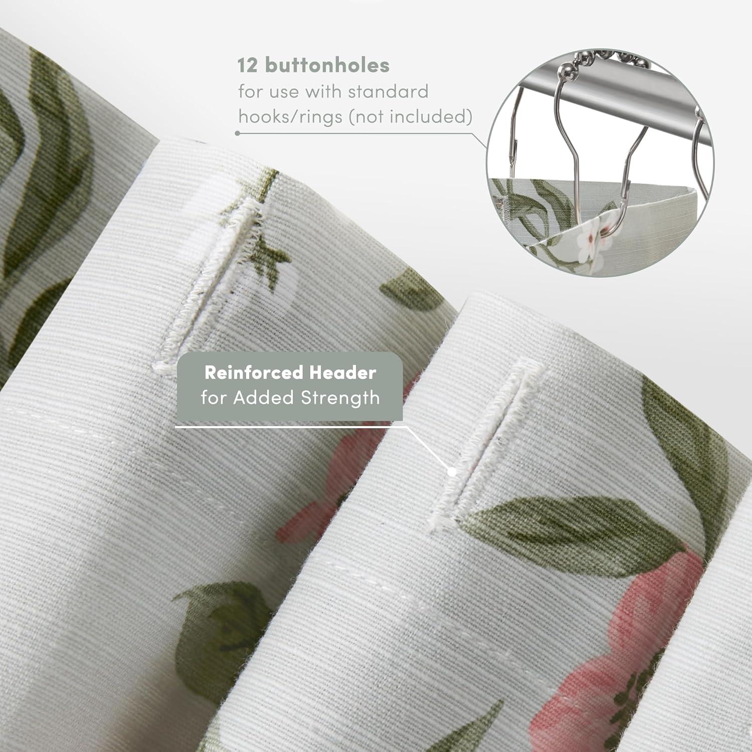 imageMartha Stewart Marthas Garden Shower Curtain Botanical Floral Print Cotton Shower Curtain for Bathroom Spa Quality Modern Shower Curtains Standard Size 72x72 BlueMeadow Green