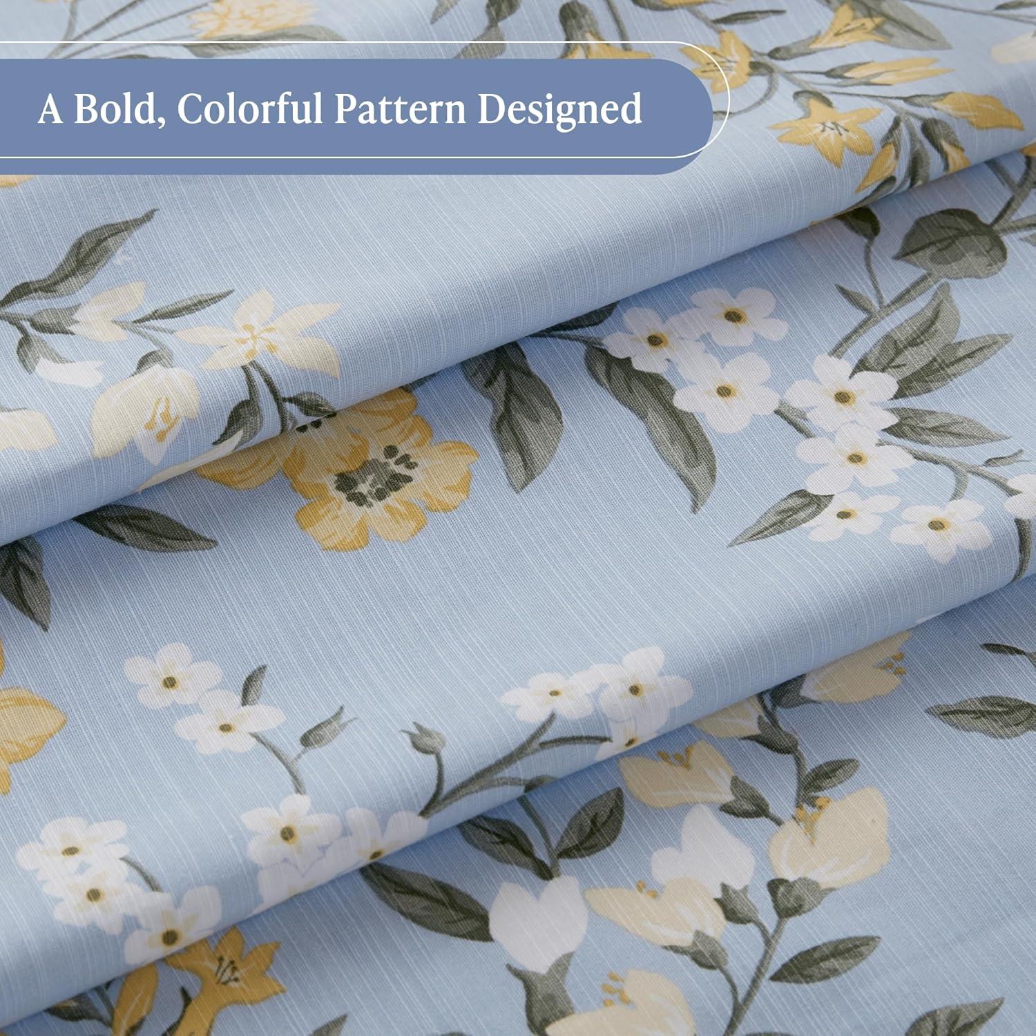 imageMartha Stewart Marthas Garden Shower Curtain Botanical Floral Print Cotton Shower Curtain for Bathroom Spa Quality Modern Shower Curtains Standard Size 72x72 BlueMeadow Blue