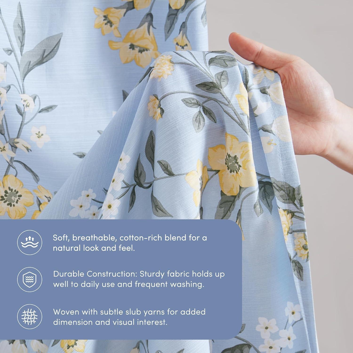 imageMartha Stewart Marthas Garden Shower Curtain Botanical Floral Print Cotton Shower Curtain for Bathroom Spa Quality Modern Shower Curtains Standard Size 72x72 BlueMeadow Blue