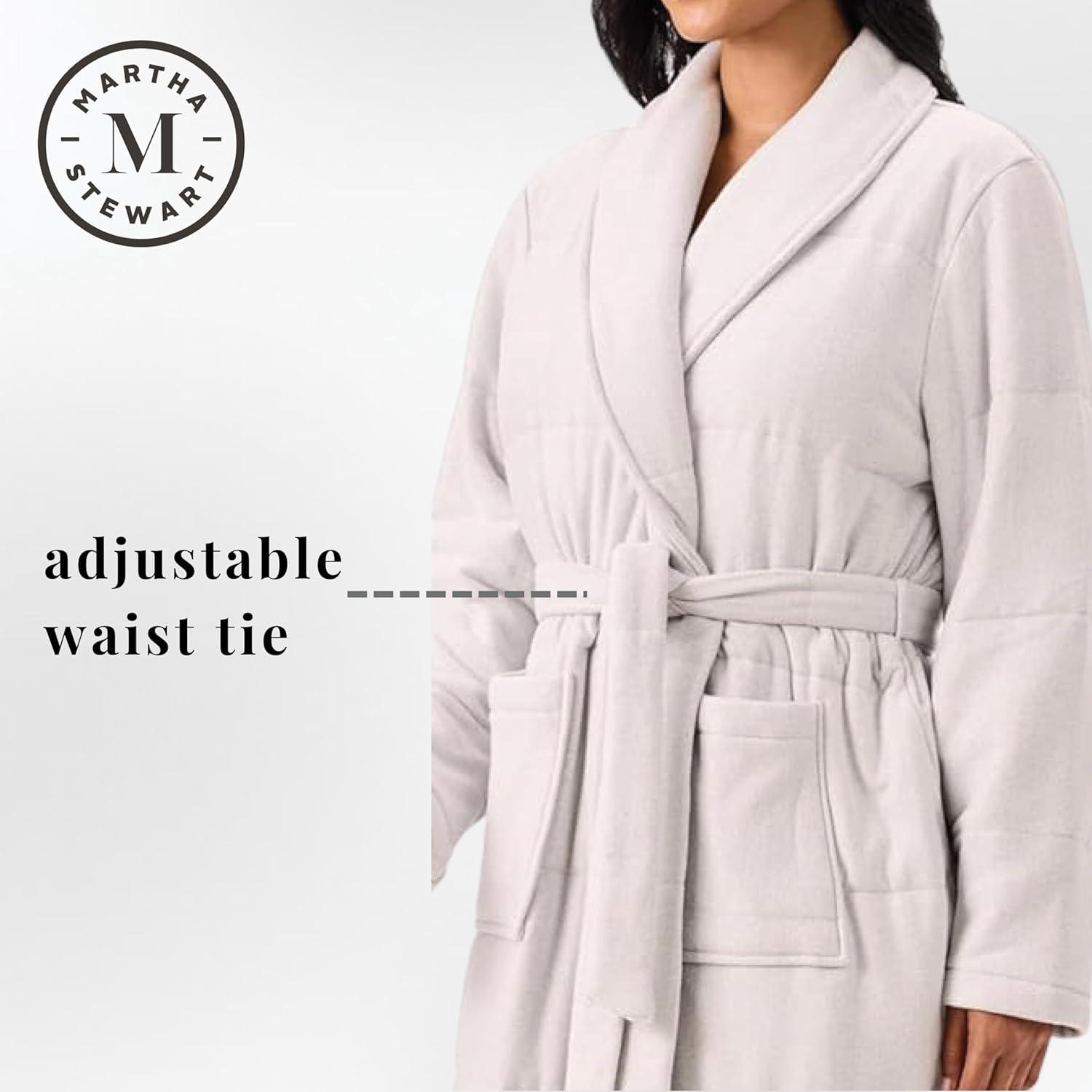 imageMartha Stewart MidLength Puffer Robe for Women Cozy Quilted Sleepwear for Lounging or Layering