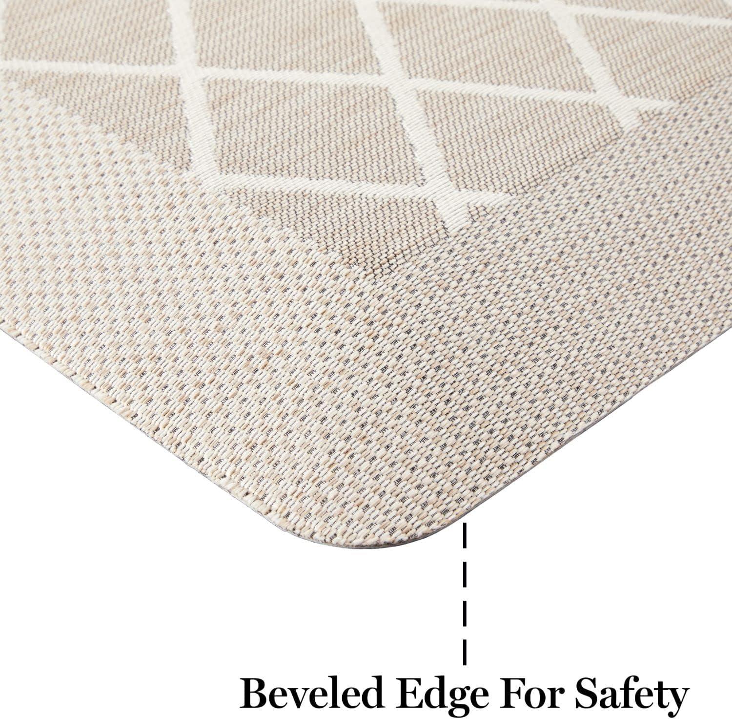 imageMartha Stewart Miles Modern Diamond AntiFatigue AirInfused Kitchen Mat Spice Red 196quotx32quotBeige