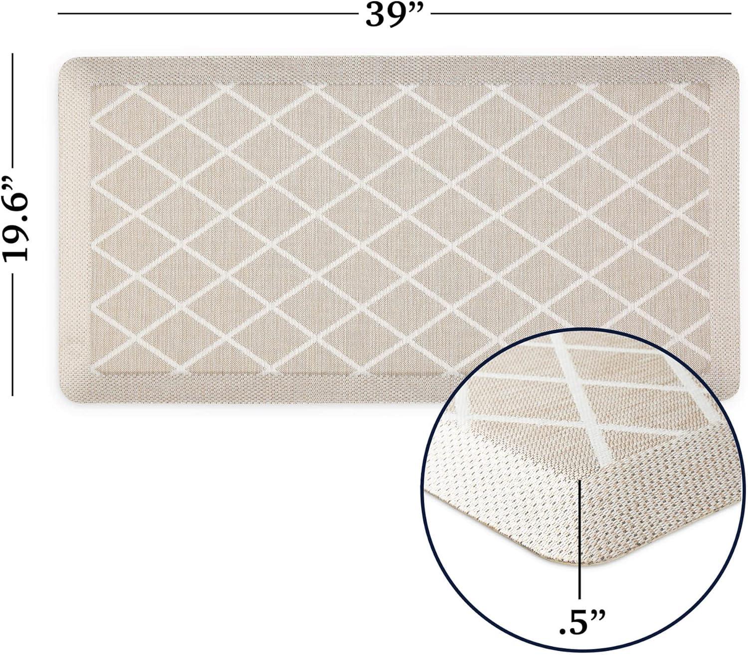 imageMartha Stewart Miles Modern Diamond AntiFatigue AirInfused Kitchen Mat Spice Red 196quotx32quotBeige