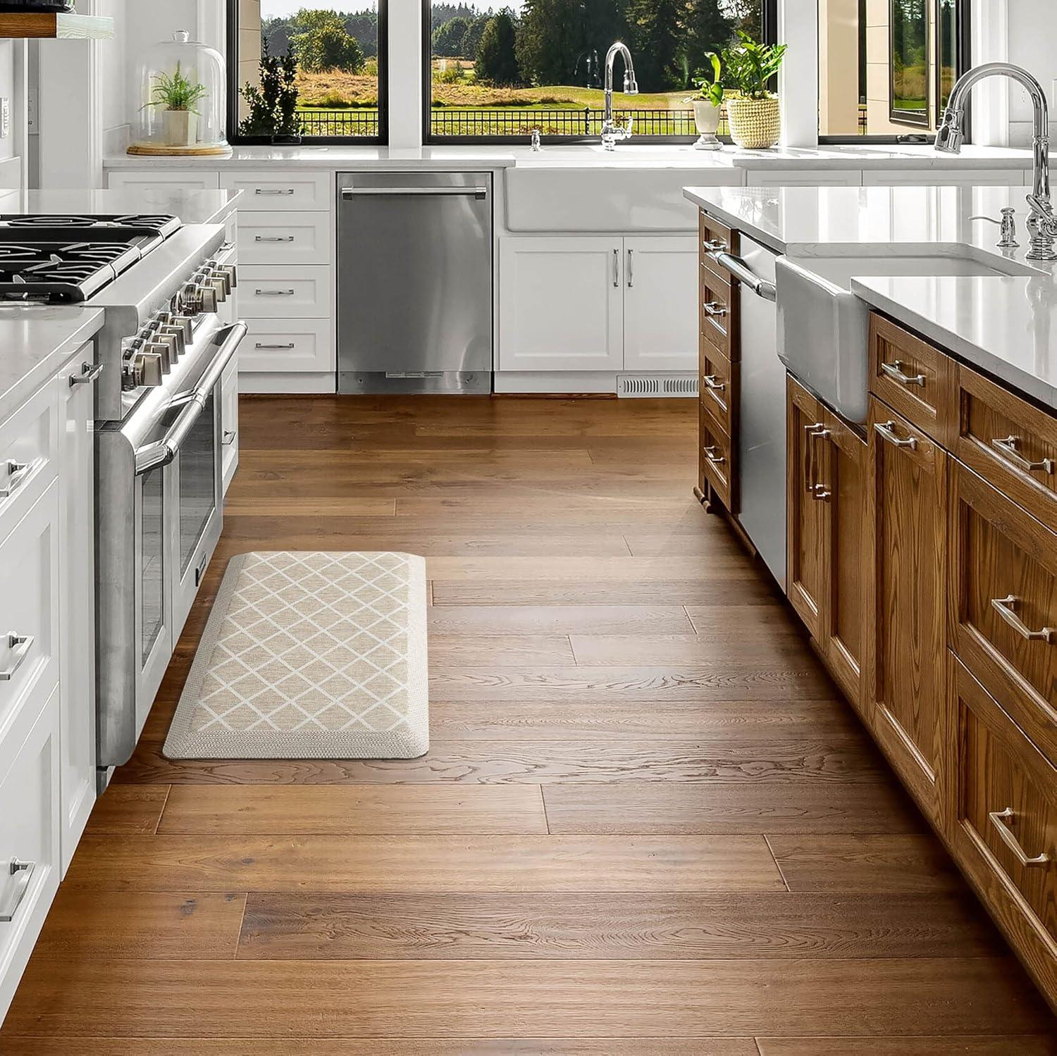 imageMartha Stewart Miles Modern Diamond AntiFatigue AirInfused Kitchen Mat Spice Red 196quotx32quotBeige