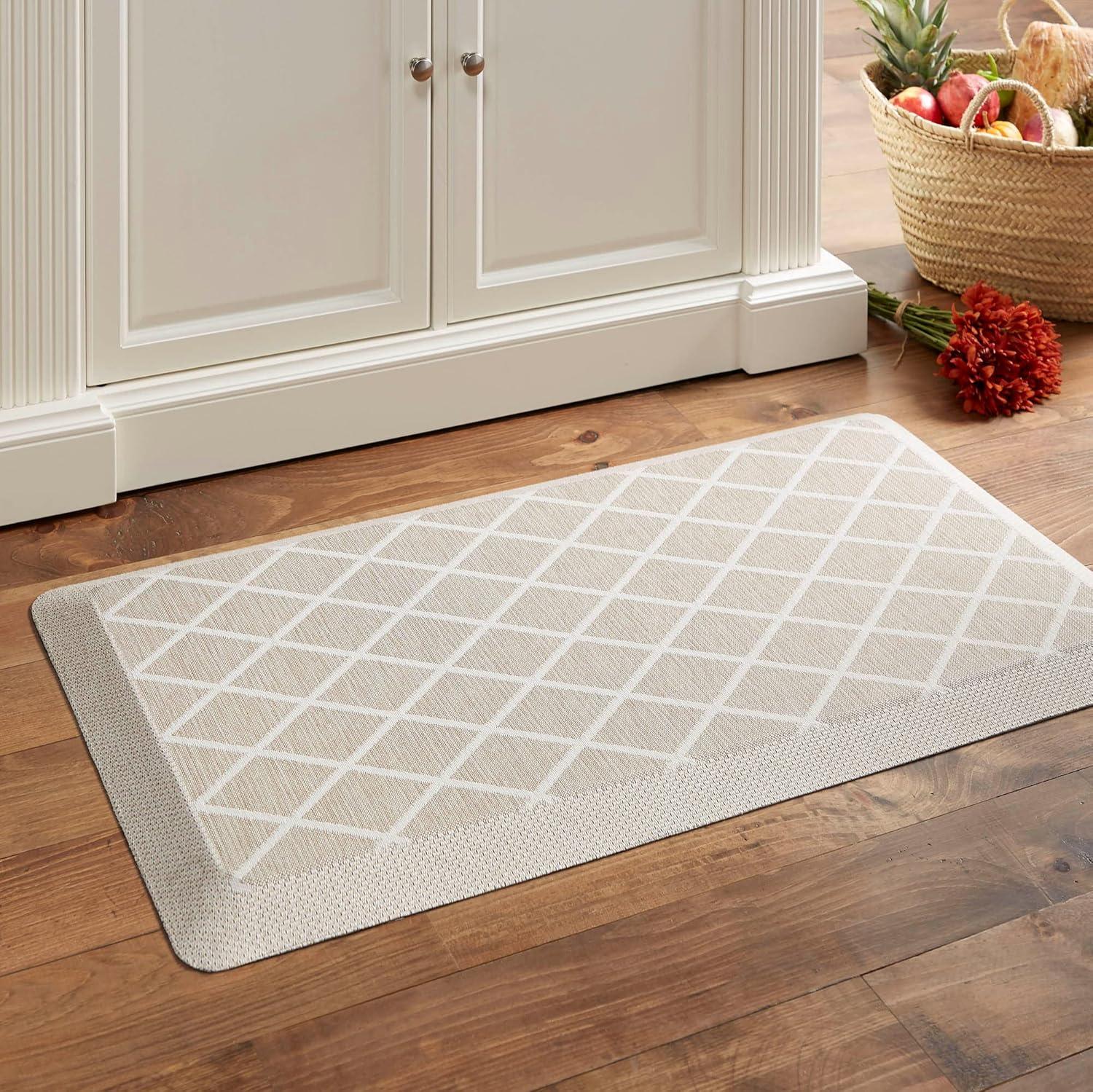 imageMartha Stewart Miles Modern Diamond AntiFatigue AirInfused Kitchen Mat Spice Red 196quotx32quotBeige
