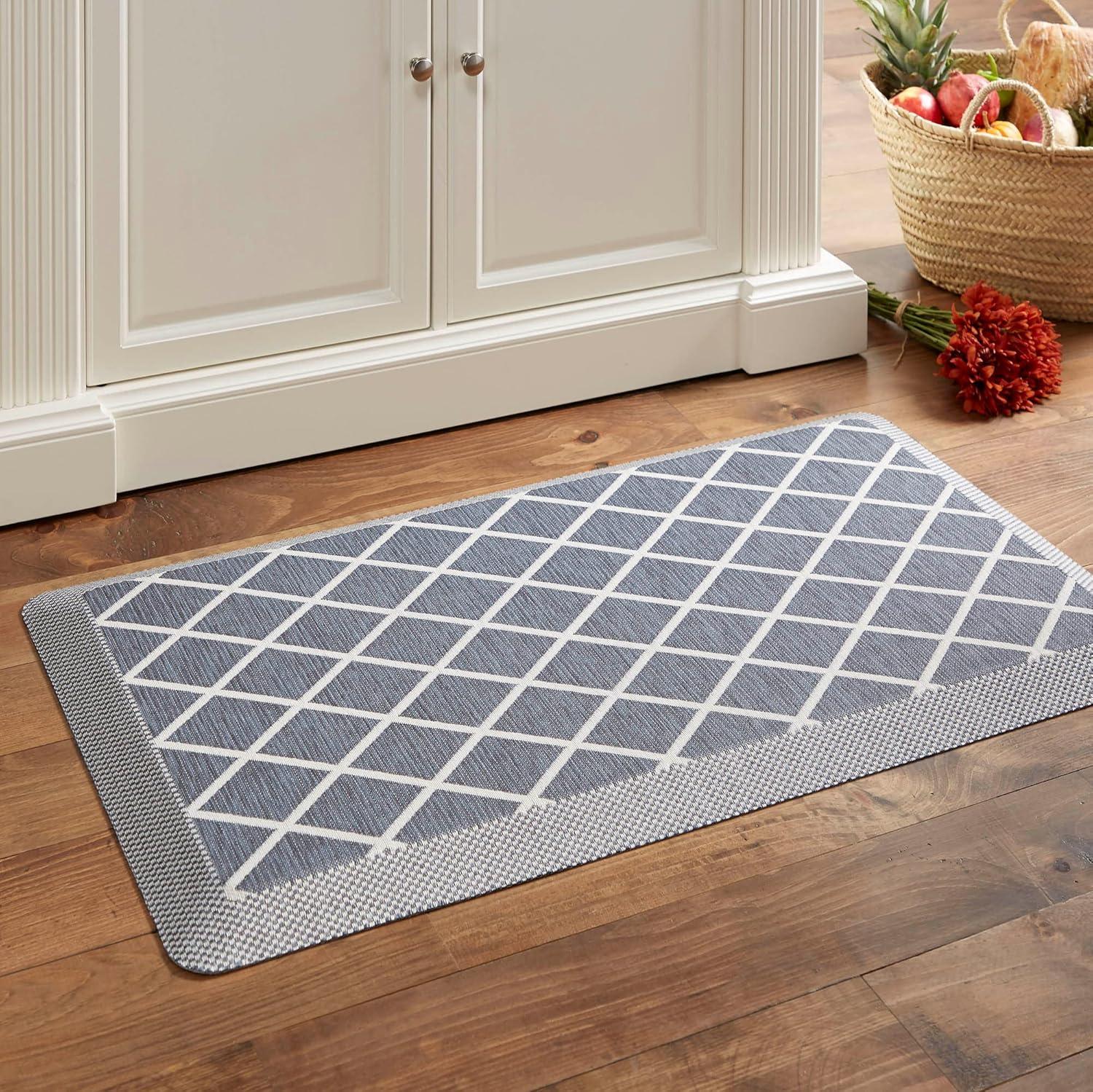 imageMartha Stewart Miles Modern Diamond AntiFatigue AirInfused Kitchen Mat Spice Red 196quotx32quotBlue