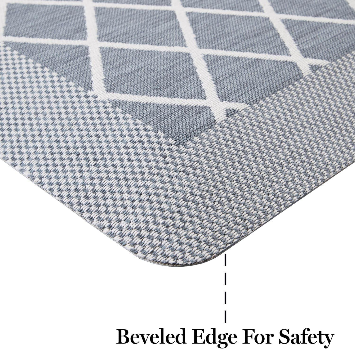 imageMartha Stewart Miles Modern Diamond AntiFatigue AirInfused Kitchen Mat Spice Red 196quotx32quotBlue