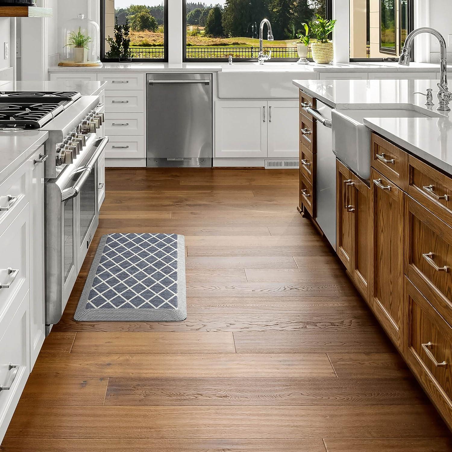 imageMartha Stewart Miles Modern Diamond AntiFatigue AirInfused Kitchen Mat Spice Red 196quotx32quotBlue