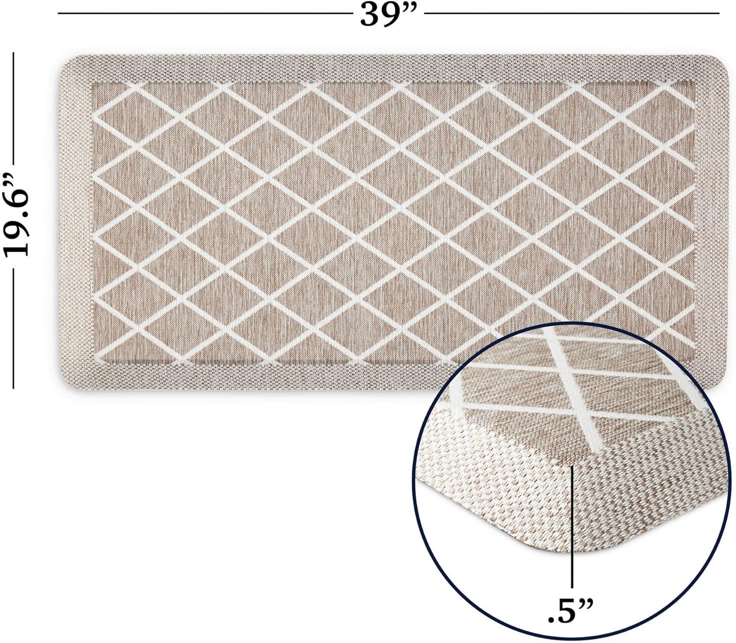 imageMartha Stewart Miles Modern Diamond AntiFatigue AirInfused Kitchen Mat Spice Red 196quotx32quotCoffee Brown